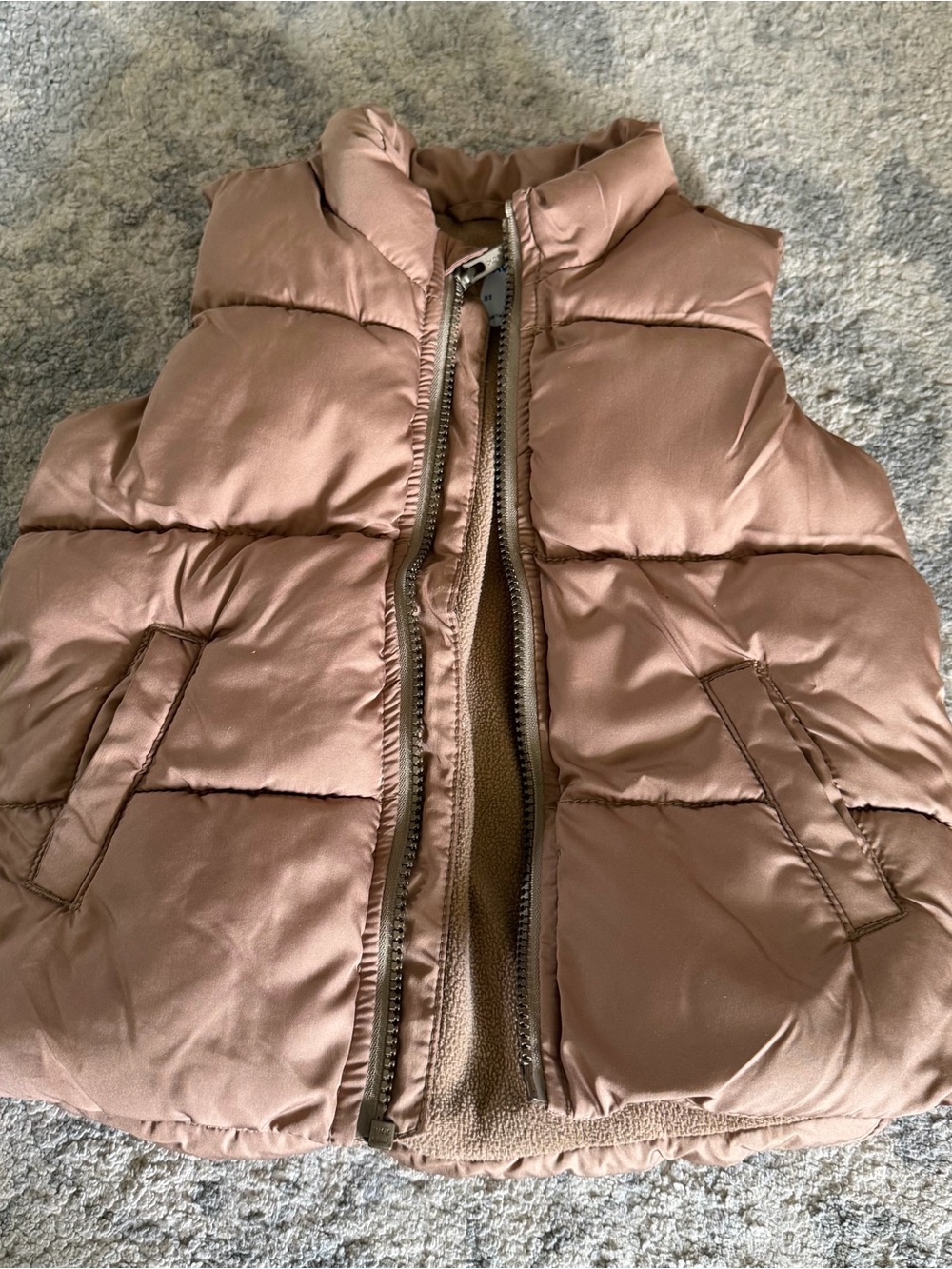 Kids Puffer Vest in Dusty Tan- Lightweight Warmth